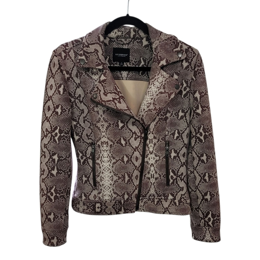 NWOT Pool Los Angeles Snakeskin-Print Moto Jacket Size S Chic & Edgy Grey Python - Picture 5 of 12
